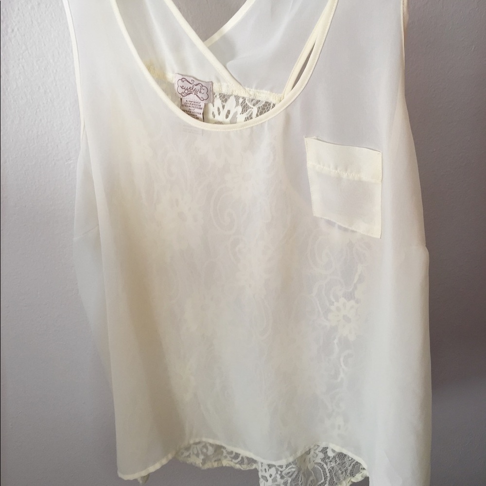 Yellow Tank Blouse with Lace Detail